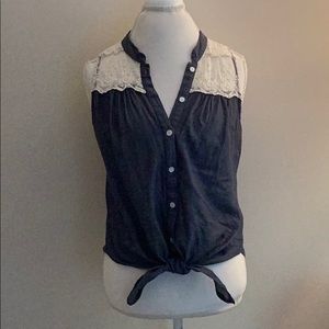 Chambray Tie blouse